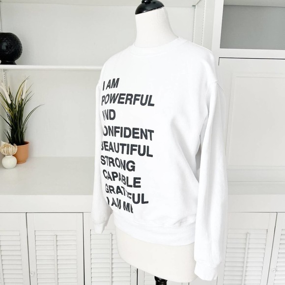Anine Bing White Ramona Empowerment Crewneck Pullover Sweatshirt Size XS/S - Picture 3 of 11